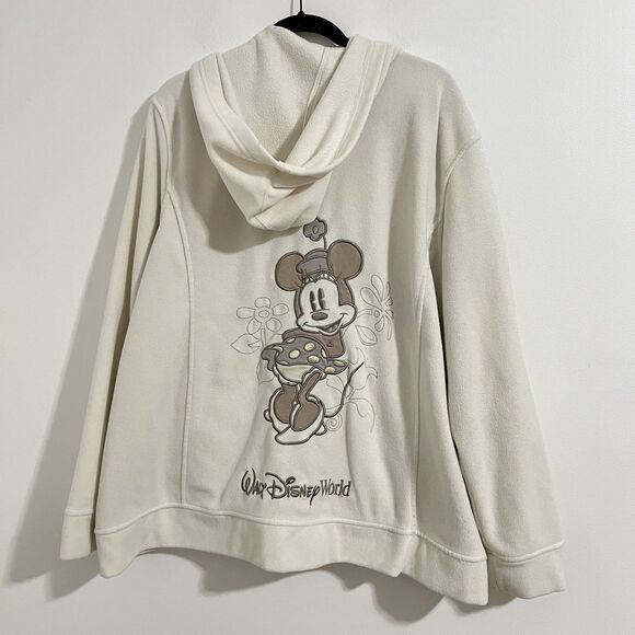 Disney Parks Minnie Mouse Fleece Hoodie Size 3X Plus Ivory Walt Disney World - Picture 1 of 6
